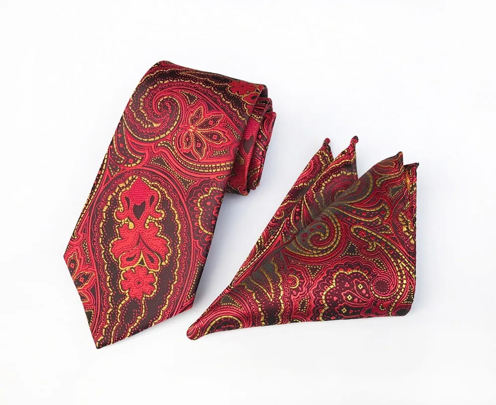 Gusleson 8 см классический галстук Hanky набор для мужской, карманный, квадратный плед Пейсли Цветочные жаккардовые галстуки для мужчин галстук платок Набор