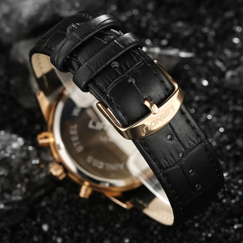 LIANDU хронограф повседневные часы мужские роскошные брендовые кварцевые