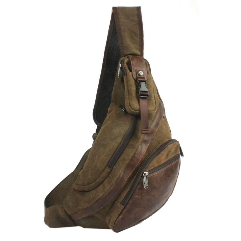 Холщовая нагрудная Сумка слинг для мужчин повседневная Сумочка путешествий