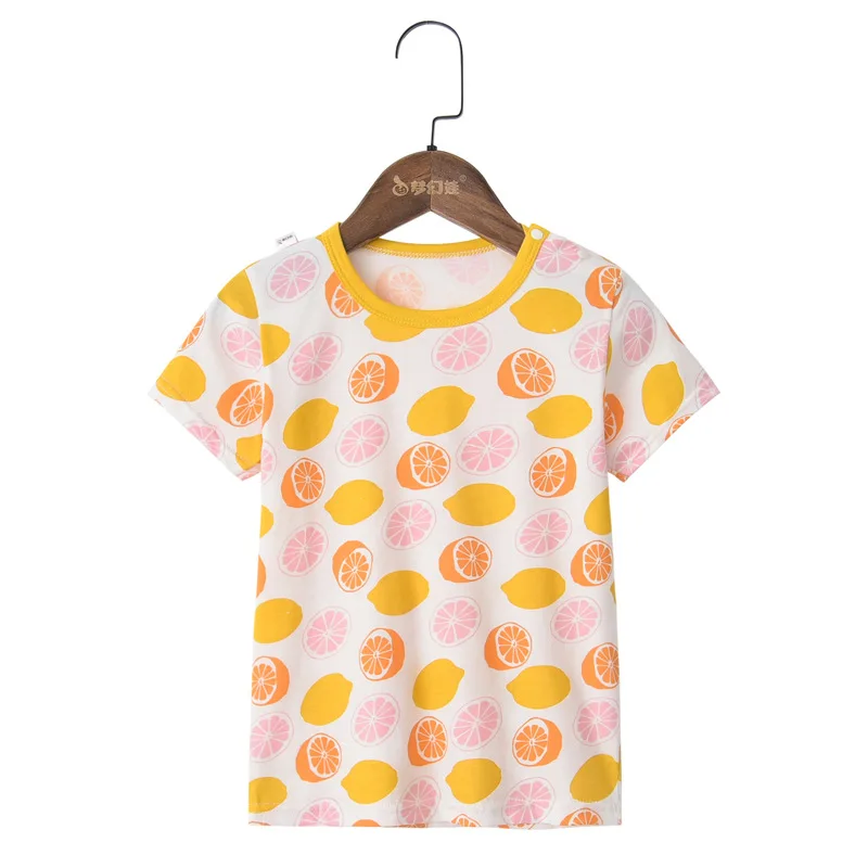 

Baby Boy Fashion T-shirts Cotton Girls Colorful Lemon Pattern Tshirt Children Clothing For Summer 2019 Tops Tees 2-6Years