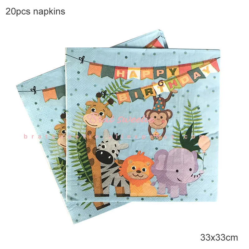 B ANM napkins Шагающие воздушные шары с животными Милая кошка панда динозавр Тигр Жираф джунгли вечерние детские мальчики девочки декорации с днем рождения воздушные шары - Цвет: B ANM napkins