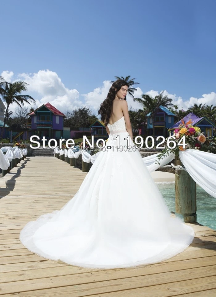 Free Shipping Elegant A-Line Sweetheart Off The Shoulder Sash Organza Wedding Dress 2015 New Style SF0707 | Свадьбы и торжества