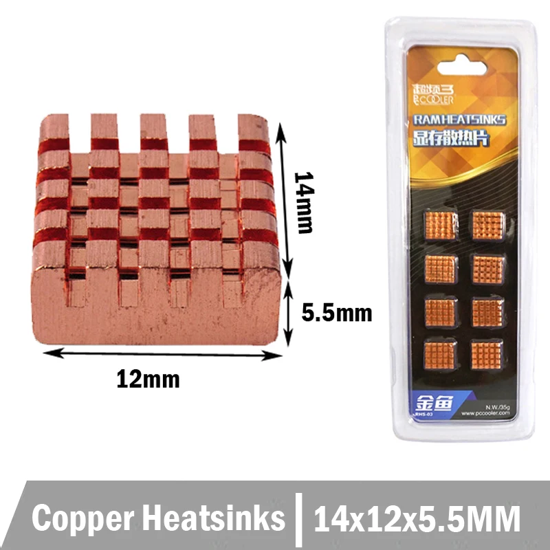 

8PCS / Lot RHS-03 14 x 12 x 5.5mm Pure Copper for RAM Xbox 360 VGA Card DDR Heat Sink Cooling Heatsink