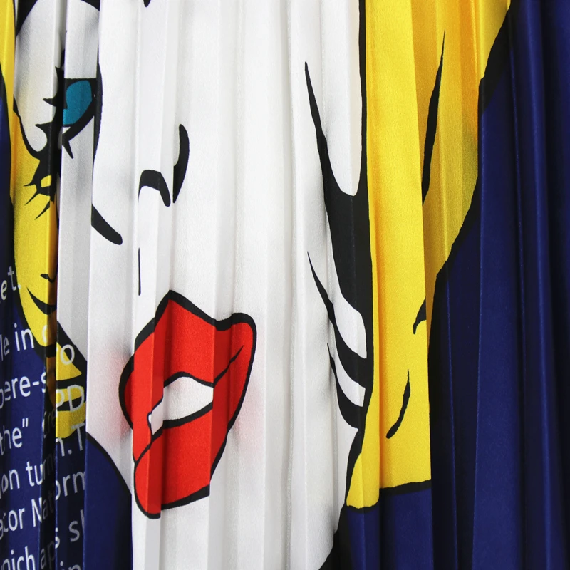 Женская плиссированная юбка MNOGCC высокая эластичность с принтом весна-лето 2019 |