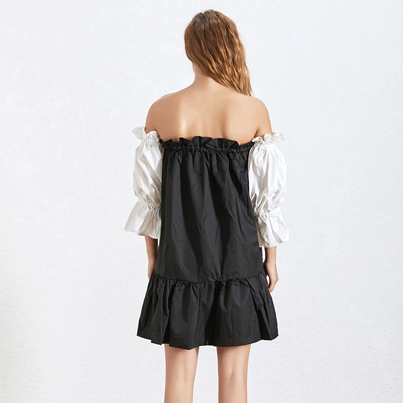 Женское платье-трапеция TWOTWINSTYLE летнее свободное платье с вырезом лодочкой