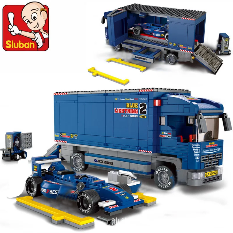 Классические строительные блоки Sluban F1 гонки Комбинированная Модель сборные