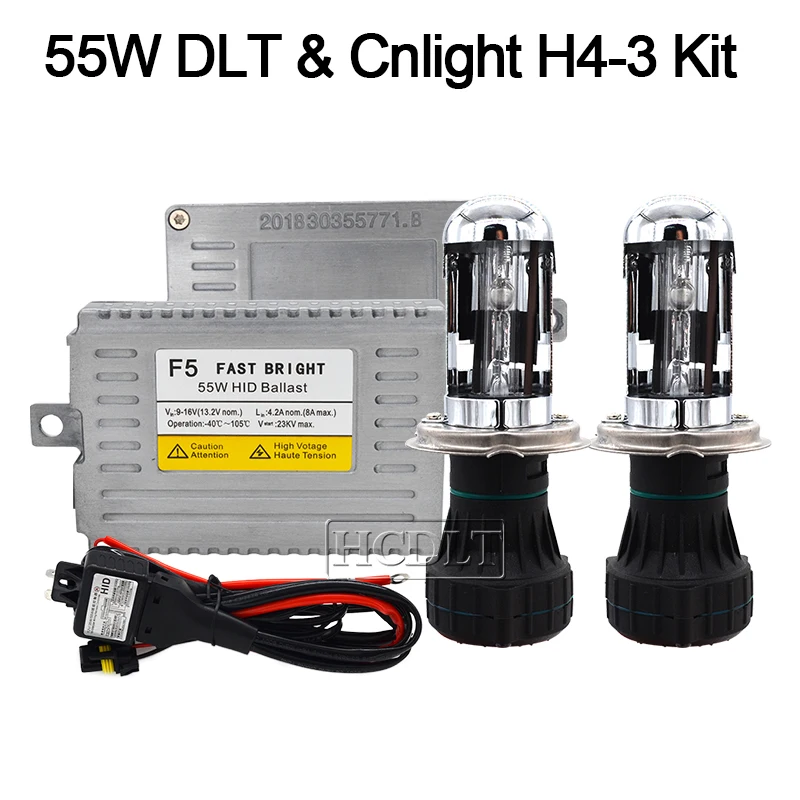 Оригинальная лампа HCDLT 55 Вт DLT F5 Fast Bright Cnlight H4 Bixenon HID Kit 4300K 5000K 6000K 3 Hi/Lo Beam Cnlight|Лампы