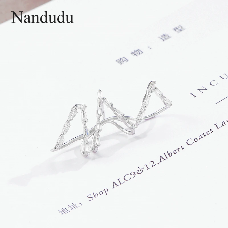 Nandudu 925 пробы серебро Для женщин клипсы для правой серьги-каффы серьги
