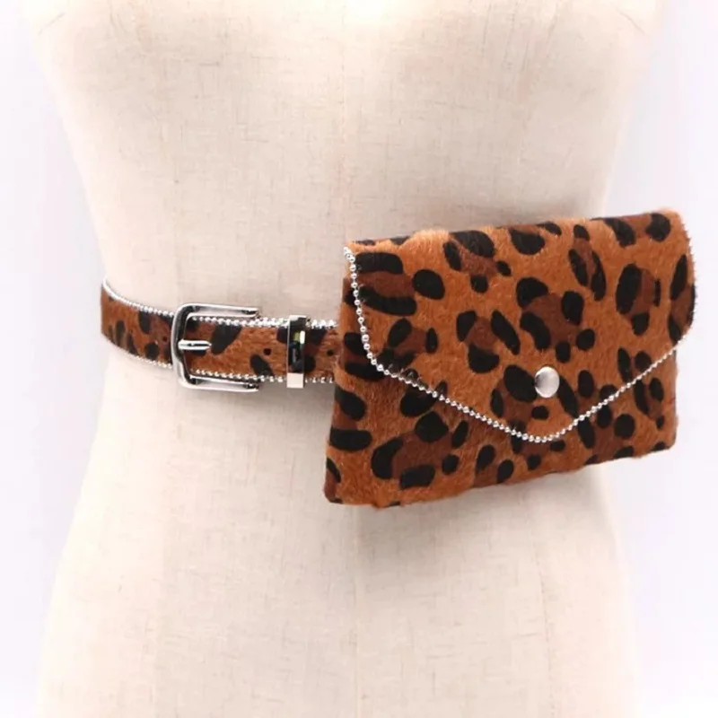 Зимняя мода поясная сумка кожаная женская новая конский волос девушка чехол на