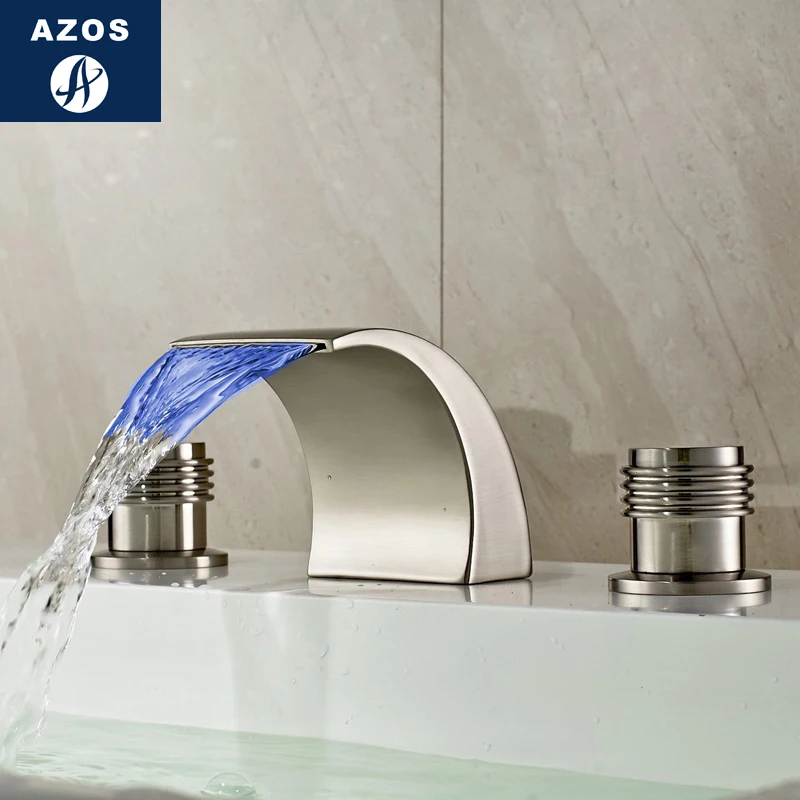 Раздельный смеситель Azos водопад латунь никель матовый холодный и горячий