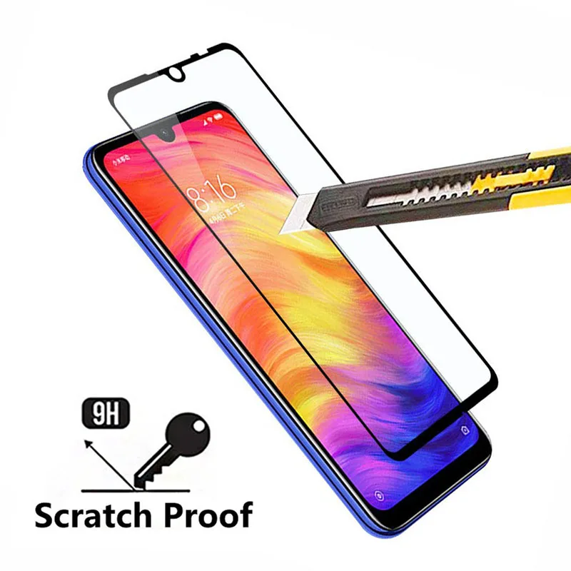 9d Full Glue Tempered Glass on Redmi Note 7 Pro 7a Protective Glas Screen Protector for Xiaomi Ksiomi Note7 Not A A7 Safety 9h | Мобильные