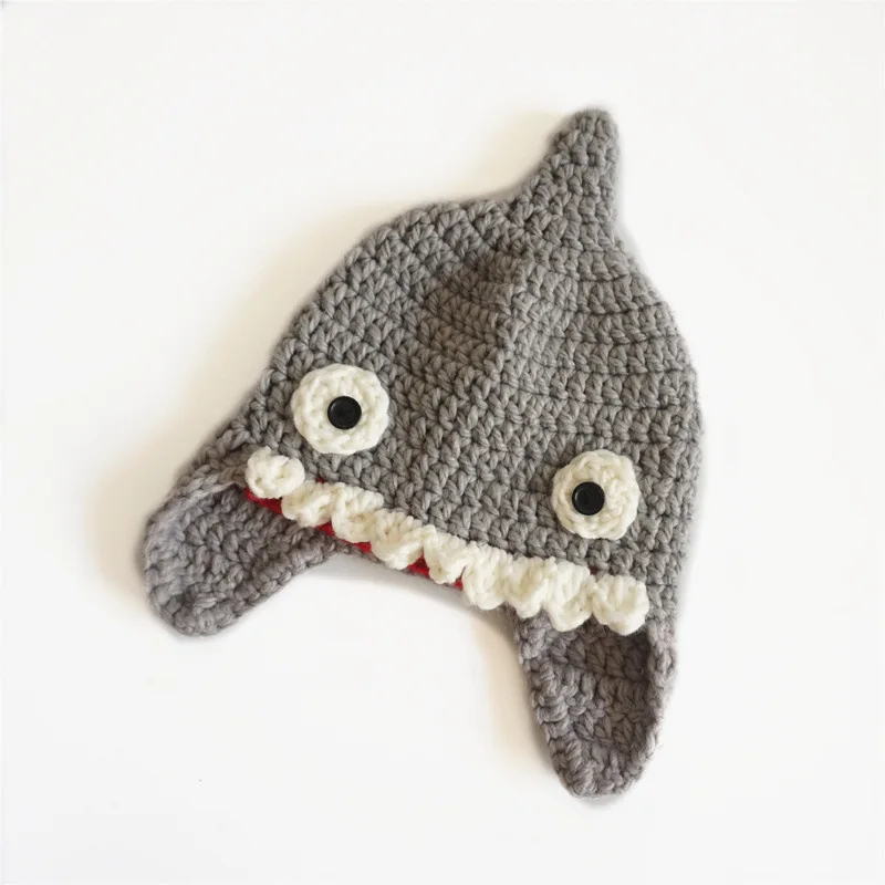 Осенне-зимняя детская необычная шапка Акула милые крутые шапки для мальчиков и