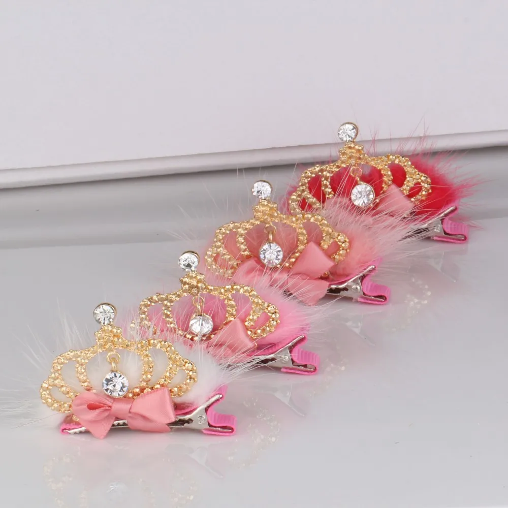 C 2020 Baby Girl Hair Accessories Shiny CZ Golden Crown Kids Hairpins Ribbon Bow Children Princess Clips | Детская одежда и обувь