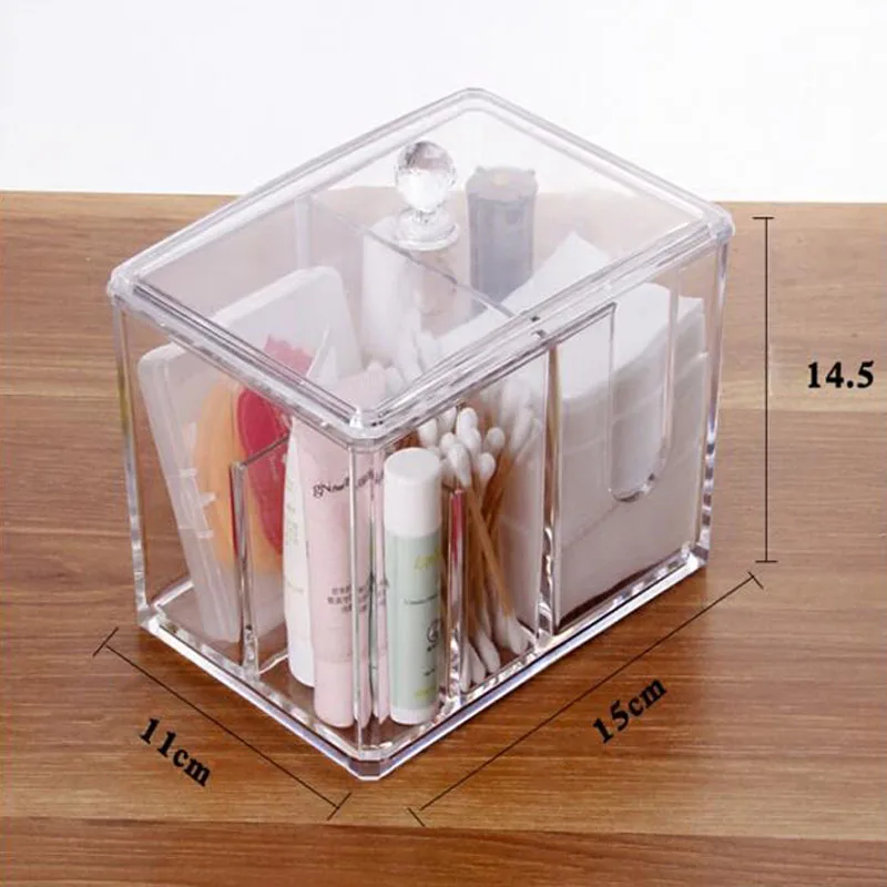 Прозрачный кристалл акриловый хлопок тампоны коробка для хранения косметики