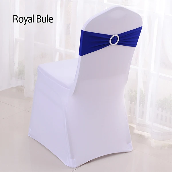 Royal Blue YRYIE, 50 шт./лот, чехлы на стулья из лайкры и спандекса, ленты с пряжкой для свадебной вечеринки, дня рождения, банкета, украшения стульев - Цвет: Royal Blue