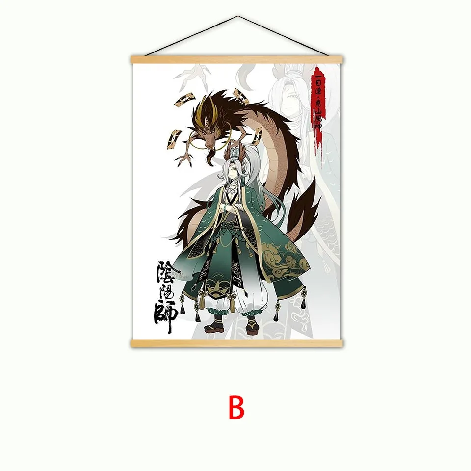 Картина украшение дома печать Onmyoji скандинавские холст анимация деревянный свиток настенные картины стены искусства плакат для гостиной - Цвет: YXCV1754-02