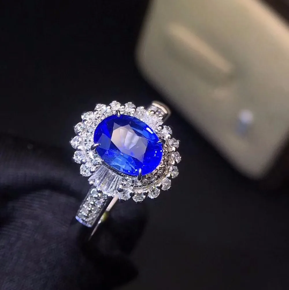 Ювелирные изделия Настоящее 18K розовое золото 100% натуральный 1.5ct синий сапфир