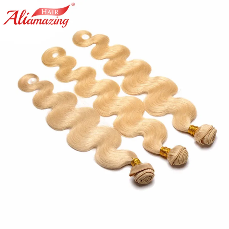 Али Amazing Hair Remy #613 блонд волосы с 4x4 шнуровкой бразильские волнистые 3 пучка