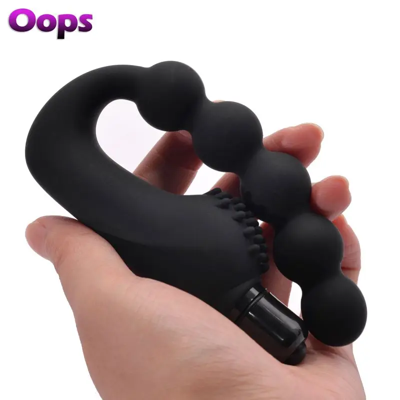 Силиконовые Анальная пробка вибратор бусины анальный массаж простаты гей
