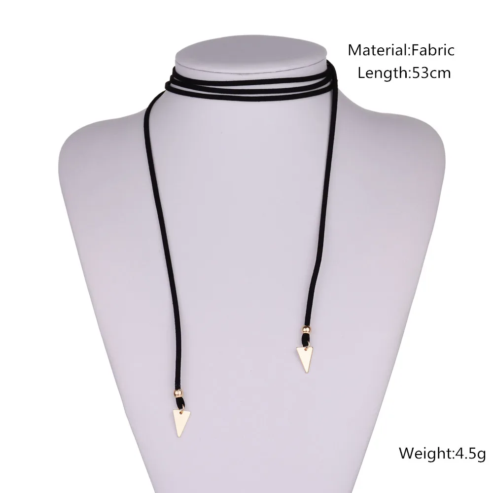 Женское Ожерелье-чокер с двойным треугольным кулоном золотым и серебряным