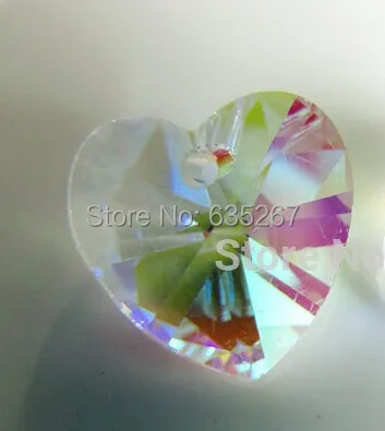 1000pcs/Lot 14mm Crystal Heart Loose Beads AB Coating Crystal Prism Glass Chandelier Heart Pendant Beads