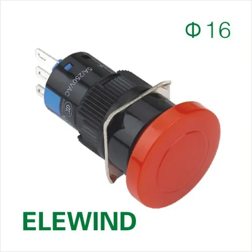 ELEWIND 16 мм гриб Мгновенный кнопочный переключатель (PB161M 11/R без светильник)|switch