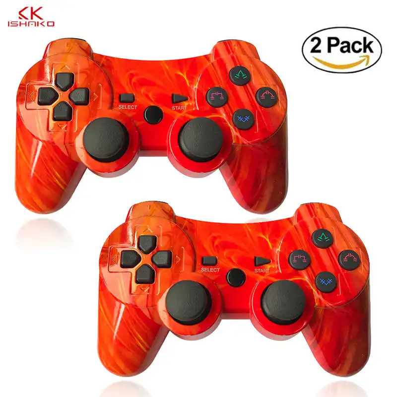 Molten Lava 2pcs Для sony PS3 контроллер 2,4G беспроводной Bluetooth для Playstation 3 контроллер для Dualshock4 Вибрационный Джойстик Геймпад - Цвет: Molten Lava 2pcs