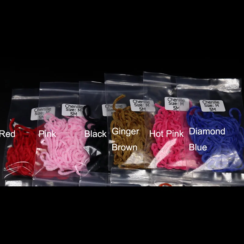 6bags mixed color Bimoo 6 мешков/упаковка материалы для завязывания мушек синель для шерстяного буггера стример шерстяной червь красный фиолетовый зеленый ярко розовый огненный оранжевый - Цвет: 6bags mixed color