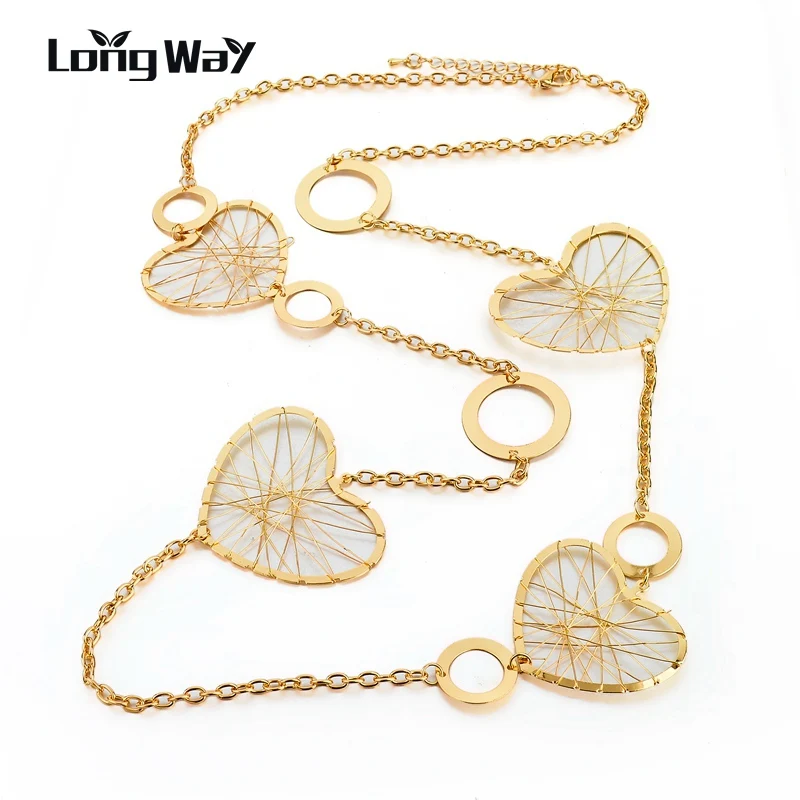 Женское Ожерелье LongWay бижутерия в форме сердца золотое ожерелье-цепочка для