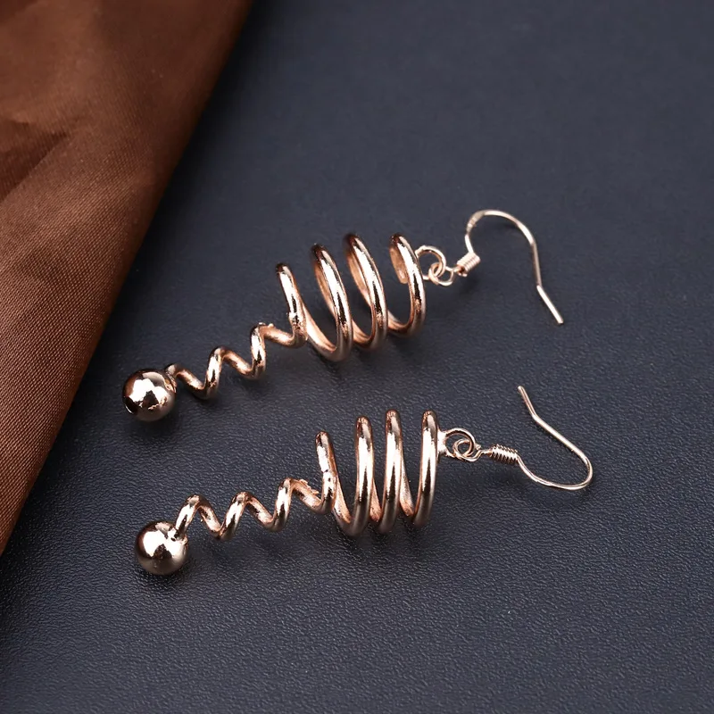 Женские Винтажные висячие серьги boucle d'oreille модные вращающиеся металлические с