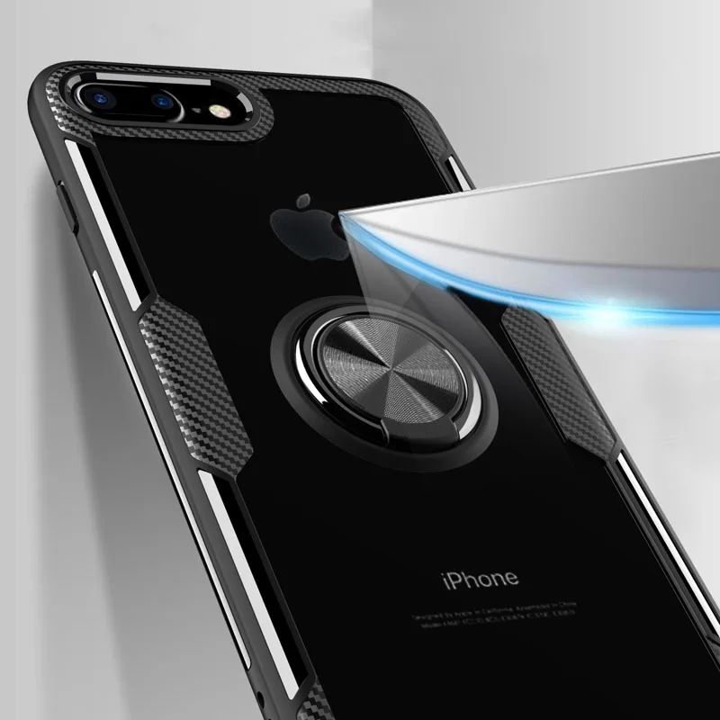 Чехол для iPhone 8 Plus Роскошный прозрачный чехол полное кольцо Магнитный 7 i7