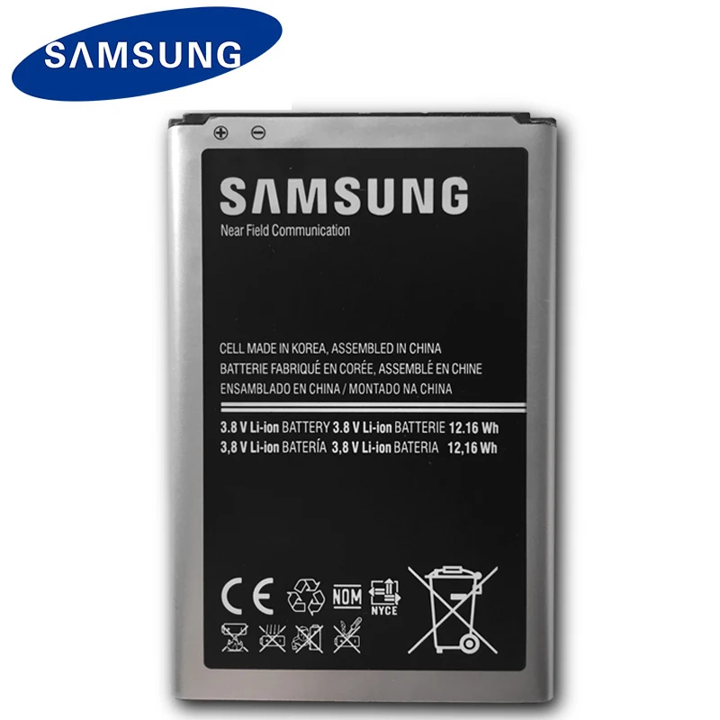 Оригинальный аккумулятор для телефона Samsung B800BE Galaxy Note 3 N900 N9006 N9005 N9000 N900A N900P 3200 мАч