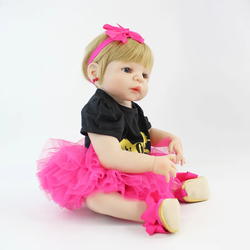 55 см полный силиконовые Reborn Baby Doll 22 ''Мягкий Виниловый фон для новорожденных