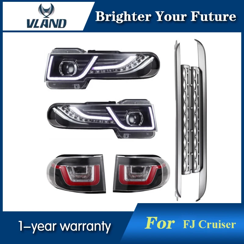 Передний фонарь Vland для Toyota FJ Cruiser светодиодный светильник Halo HID 2007 2014 задний s