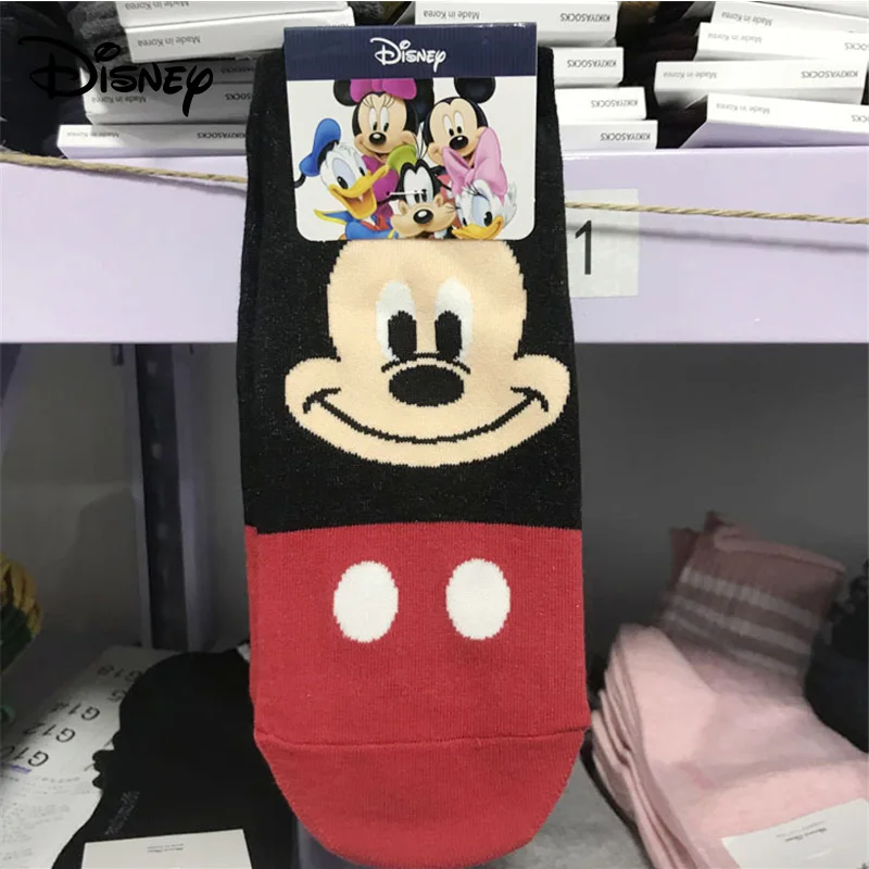 Женские носки Disney хлопковые милые с мультяшным Микки Маусом повседневные дикие
