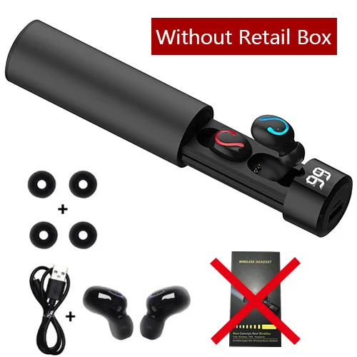 black without box FANGTUOSI, новинка, Q67 TWS, Bluetooth 5,0, беспроводные наушники, 3D стерео гарнитура, свободные руки, спортивные, водонепроницаемые, наушники для iPhone - Цвет: black without box