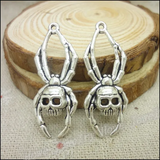 40 шт Подвески Череп пауки кулон тибетский серебряный цинковый сплав подходит