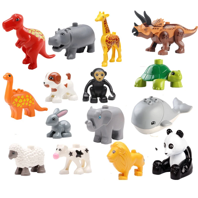 Милые животные лесная ферма океан зоопарк большие частицы модель игрушки Duploingly