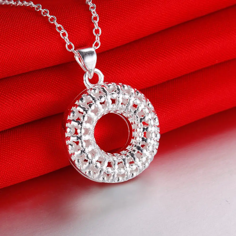 Серебряная бижутерия комплект мода цепи круглый ожерелье и серьги украшения для