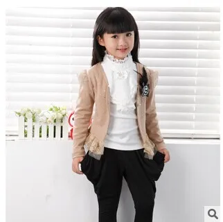 Комплект одежды для девочек из трех предметов корейский стиль штаны-шаровары и