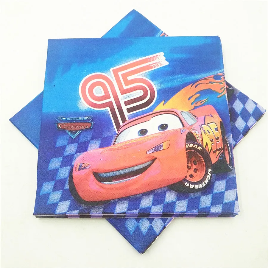 20 штук Lightning Mcqueen Бумага салфетка № 95 автомобили тема для вечеринки, дня рождения/праздничные/Рождественские вечерние украшения