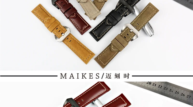 MAIKES дизайн винтажные часы ремешок для Fossil Натуральная кожа Ремешок коричневые часы аксессуары для Panerai ремешок для часов