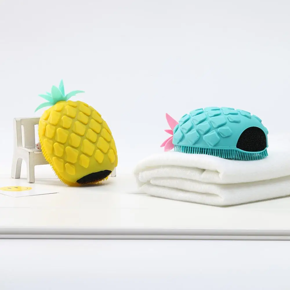 Lovely Pineapple Silicone Massage Bath Brush Face& Body Scrub Tool soft Silicone Massage Bath Brush Bathroom Accessories BB4