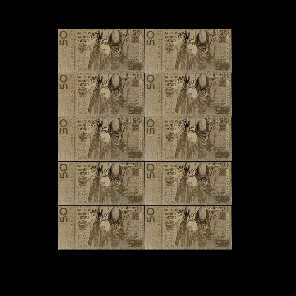 Фото Польша 50 злотых Красочные Золотые Фольга банкноты двойной дизайн 24k позолоченные