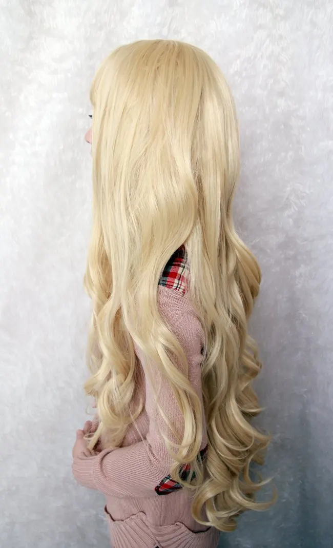 Длинный парик для косплея MCOSER 90 см Watatsuki noToyohime светло желтый волнистый аниме|wig