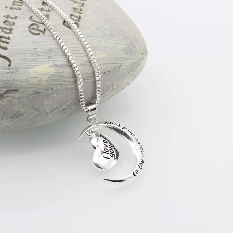 Silver Long Charm Moon Peach Heart Necklace Romantic Love Style Fine Jewelry Lady Classic Party Link Chain | Украшения и