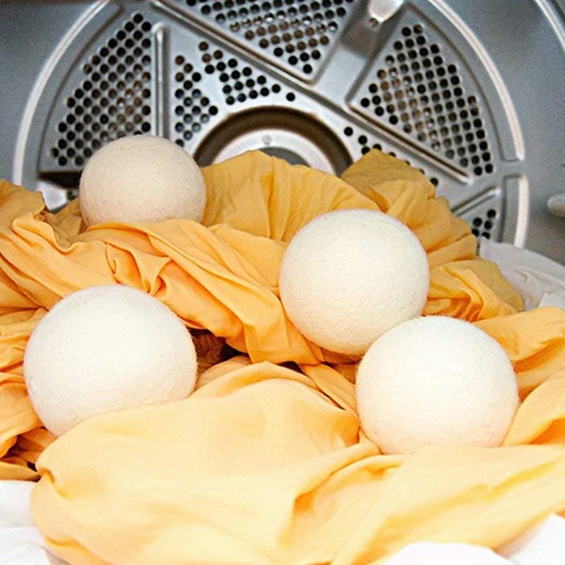 White 6Pcs/Set 6cm Natural Wool Dryer Balls Water Absorption Eliminates Static Laundry Drying Replacement Reusable | Дом и сад