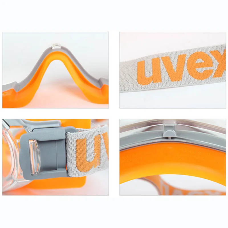 

UVEX Safety Goggles Fashion Orange Sporty Riding Windproof Transparent Eyewear Anti-chemical splash Work Protective Eyeglasses