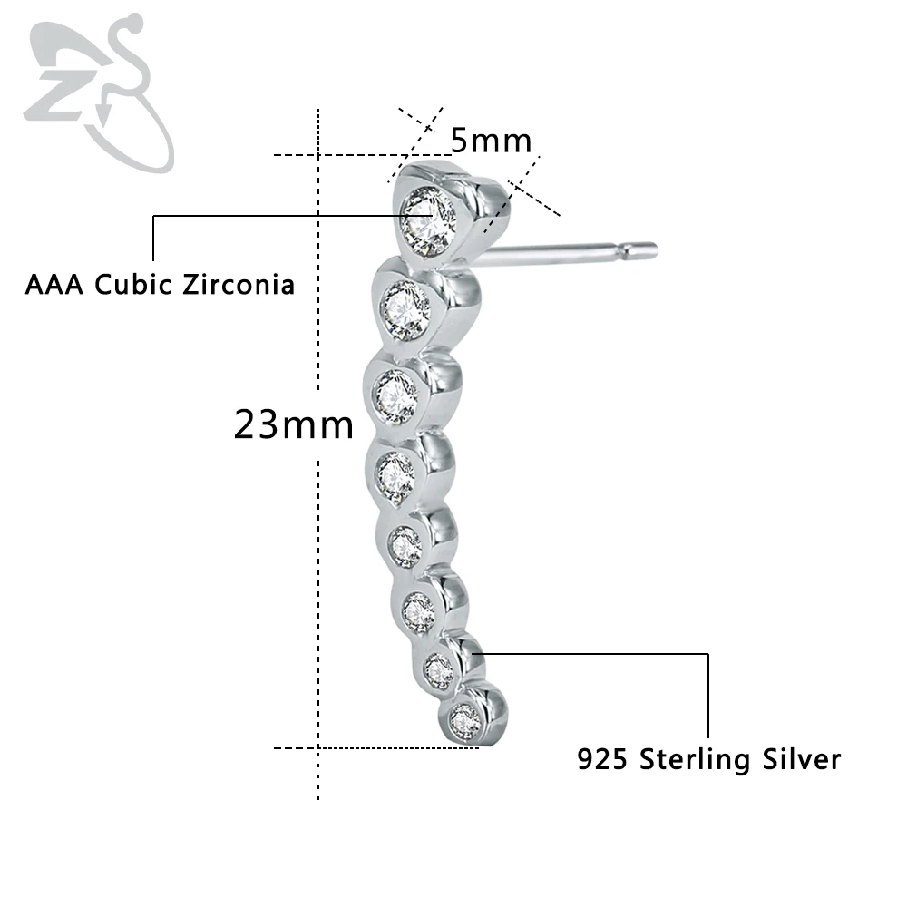 Женские серьги гвоздики из серебра 925 пробы с фианитами|silver ear studs|zirconia studsear studs |