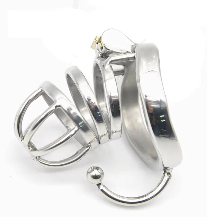  Dormant Lock Design Short Male Stainless Steel Cock Cage Penis Ring W Silicone Catheter Chastity Device BDSM Sex Toy C275 | Красота и